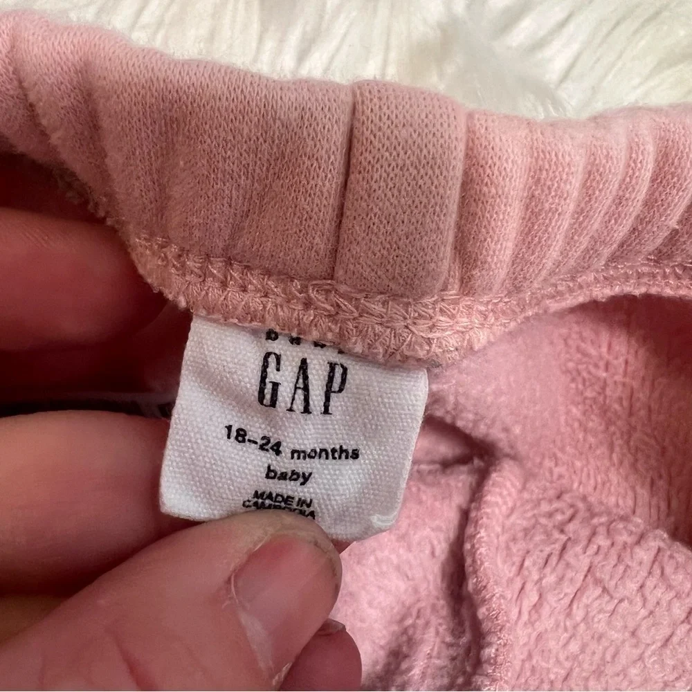 Baby Gap Girls Size 18-24 Months Sweatpants Light Pink Fleece Lined Drawstring